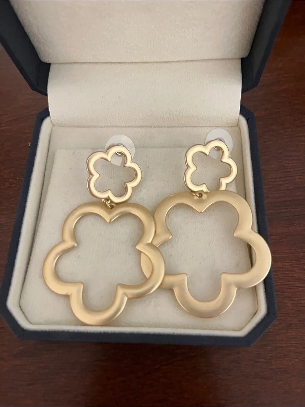 Gold Flower Drop Earrings - Women Jewelry